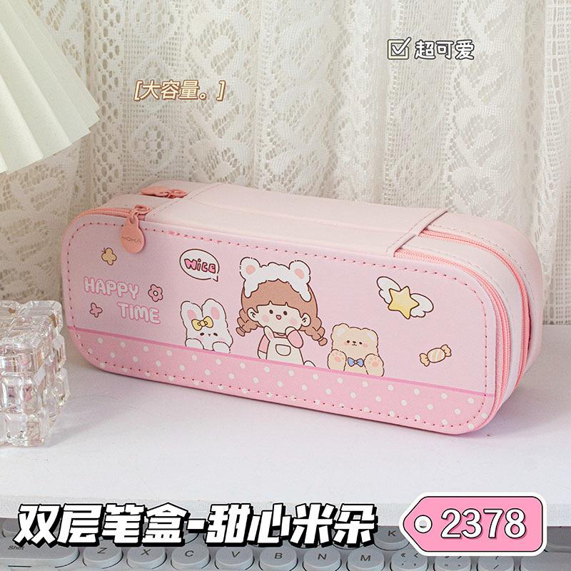 Capybara Pencil Case Large Capacity Double Layer Cute Stationery Bag for Girls Kids Students School Supplies