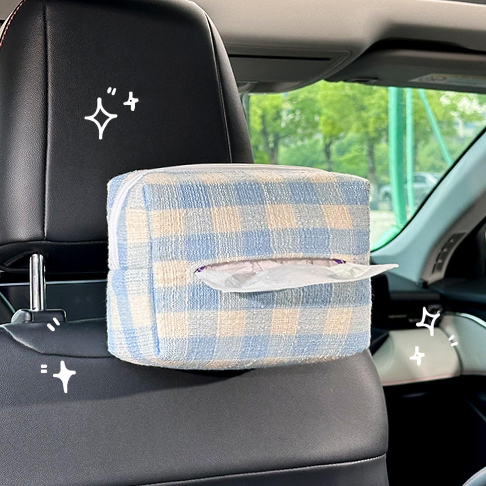 

Car tissue box plaid car paper box for car hanging high-end hanging bag creative cute paper Car tissue box One Size