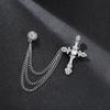 Black Gem Chain Fashion Brooch with Tassel for Men's Suit