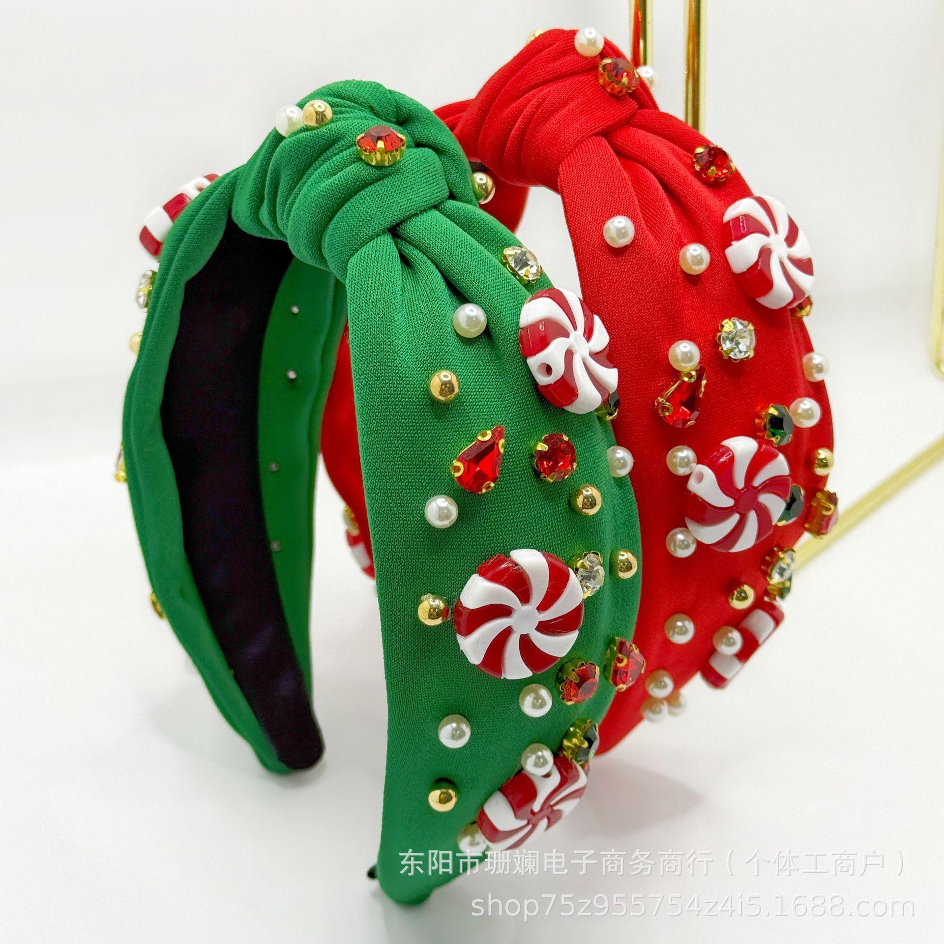 

Festive Rhinestone Christmas Headband - Santa, Tree & Snowflake Design червоний
