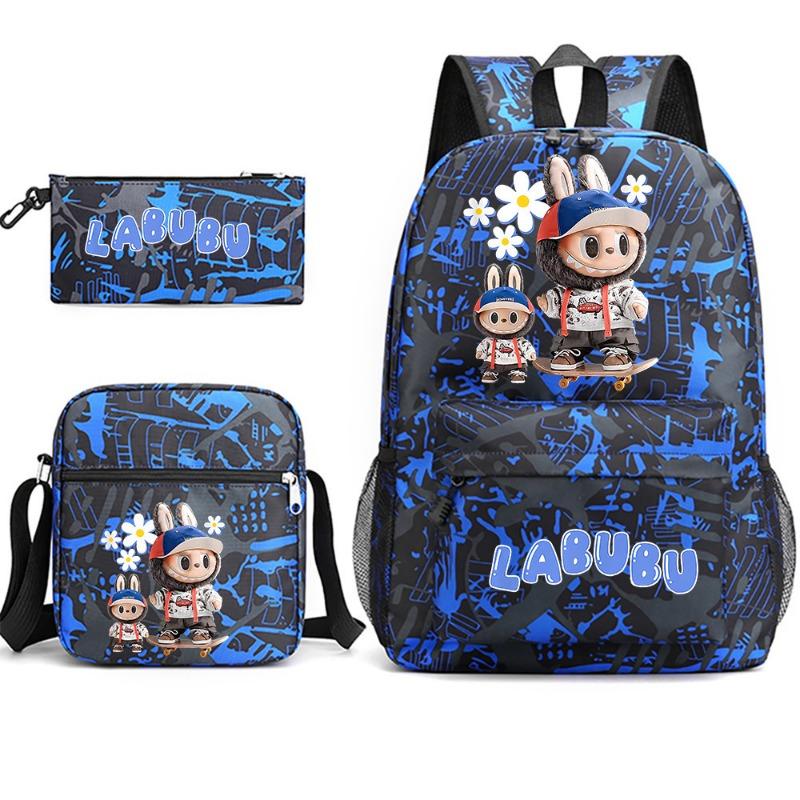 School Bag Peripheral Printing Student Trend Backpack Shoulder Pencil Bag 3-piece Set