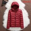 Warm Hooded Women Down Jacket Windproof Parka Coat White Duck Down Casual Autumn Winter