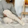 Hollowed Out Knitted Over Knee Long Socks for Women Winter Fall Thigh High Stockings Solid Color Thermal Long Leg Warmer