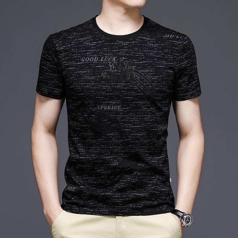 

Летняя футболка с коротким рукавом, мужская новая молодежная корейская мода, мужская футболка с круглым вырезом, модный брендовый топ с коротким рукавом XL
