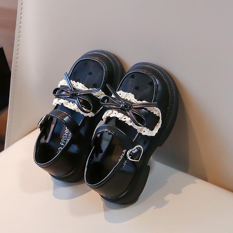 British Style Girls' Leather Mesh Soft Sole Princess Shoes - 2025 Summer Collection