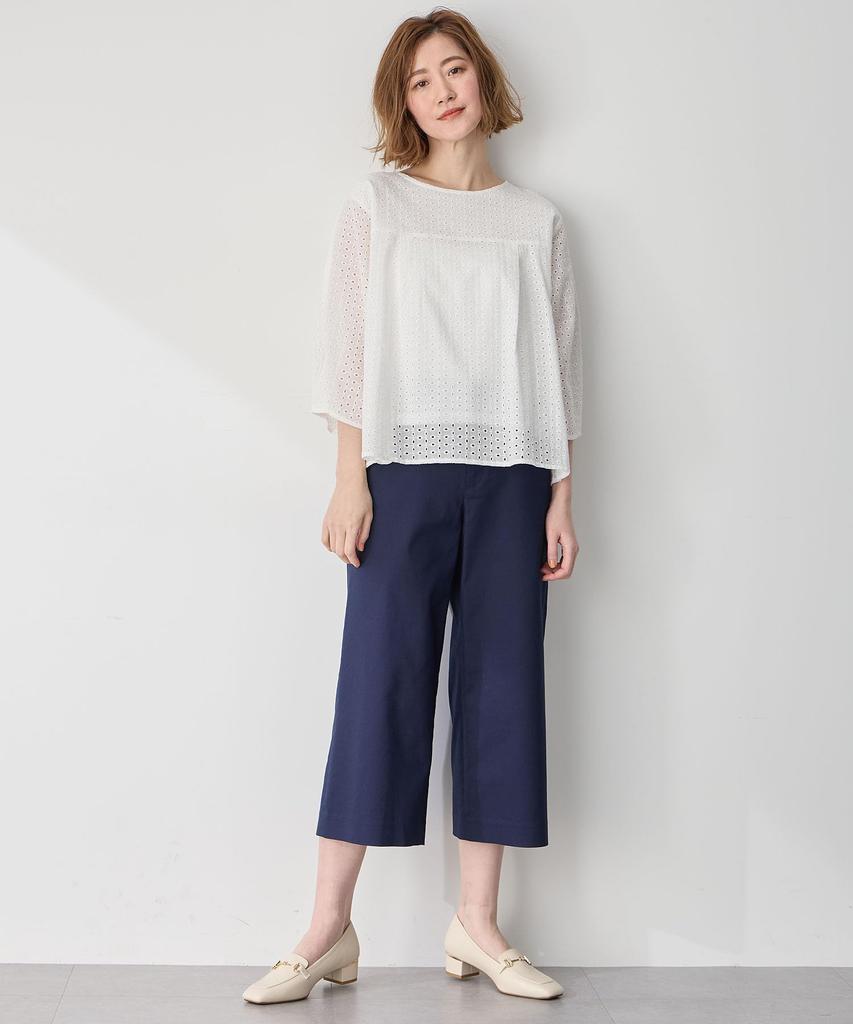 Petit Honfleur Lace Flare Pullover Size L Women's 521098, White,