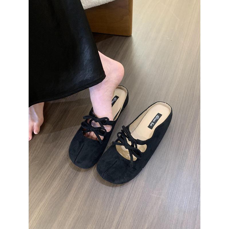 Fashion New Style Fashion Close Toe Mule Shoes Women Slippers Flats Slides Outdoor Flip Flops Elegant Silk  Ladies Shoes Casual Loafers