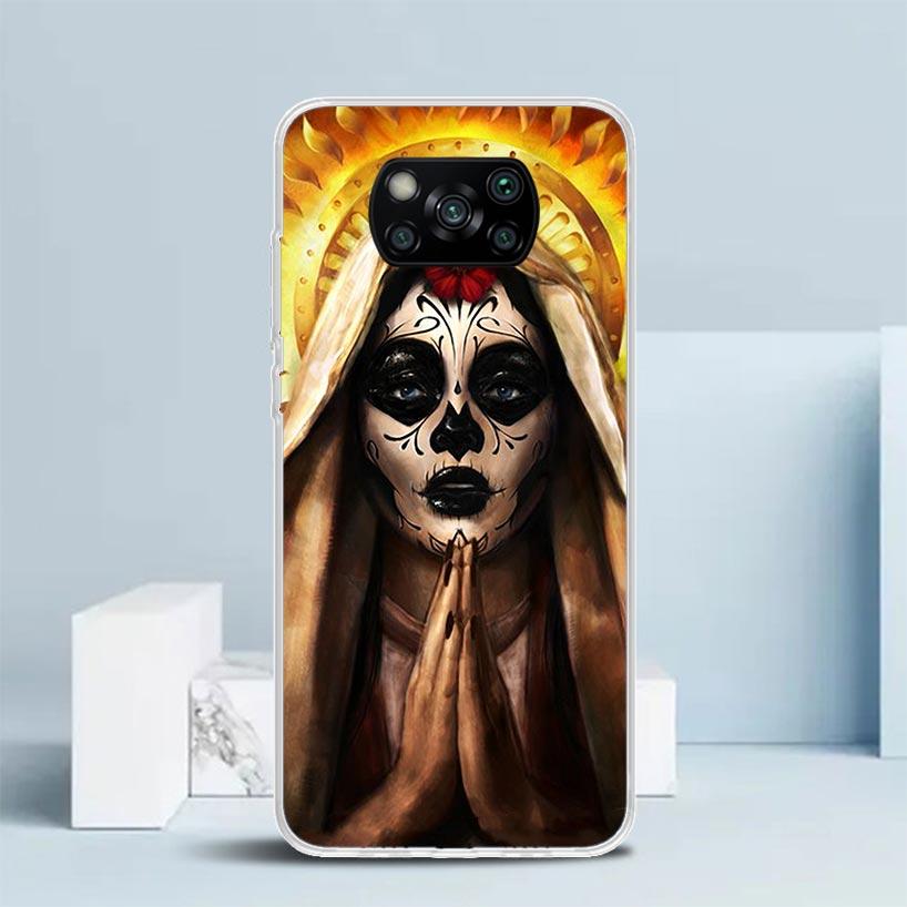 Catrina Beautiful Rose Girl Skull Phone Case For Xiaomi Poco F7 Ultra X5 X6 X7 Pro M7 Redmi 15C 15 13C 13 12C 12 10C 10 10A 9 9C