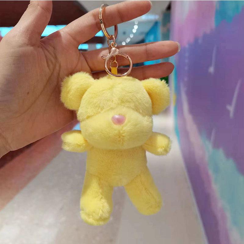 Creative Bear Keychain Plush Doll New Year Present Short Plush Stuffed With Cotton Pp