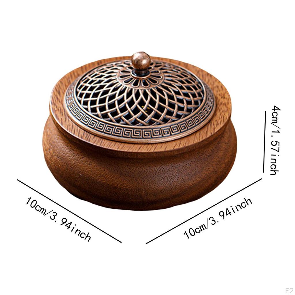 Incense Holder Ornament Housewarming Gift Desk Mediation with Lid Home Fragrance Round for Bedroom