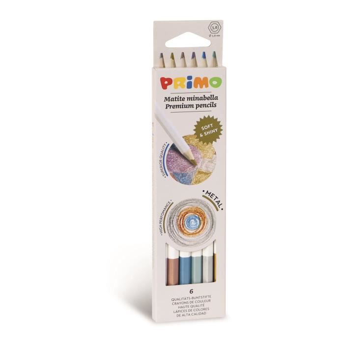 Crayons de couleur - Minabella - Métallique - 6 couleurs - Hexagonaux - Ø 3,8 mm
