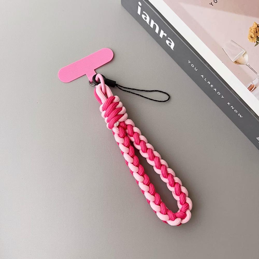IN Korea Universal Braided Short Mobile Phone Lanyard Strap Hanging Chain Ring Cord with Patch Wrist Strap Cell Phone Detachable