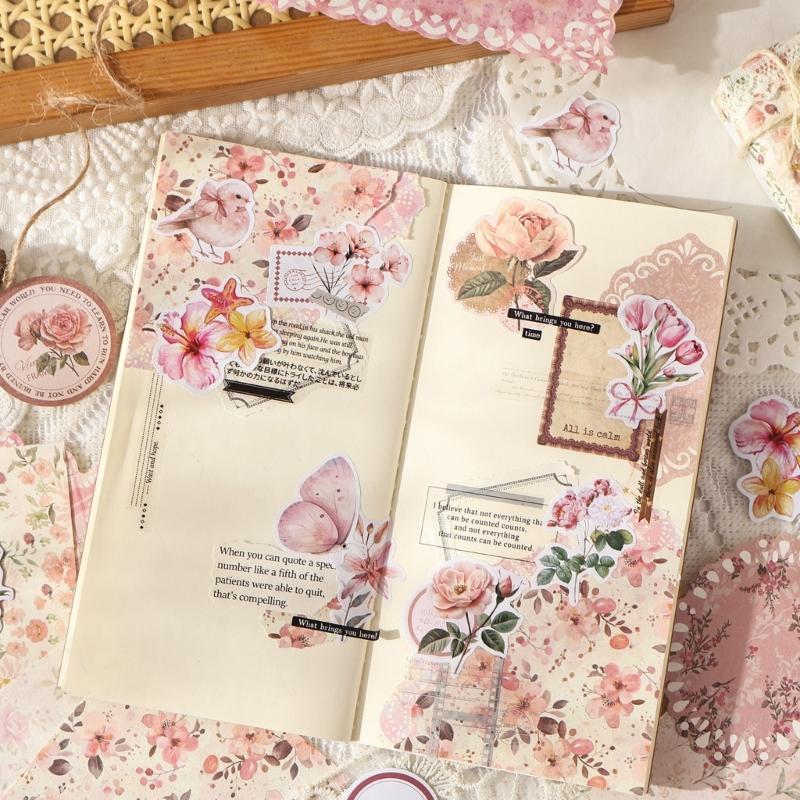 Retro Florals Scrapbook-Sticker-Set Mit Eleganten Blumendesigns Für Journaling-Projekte Und Kreative Geschenke