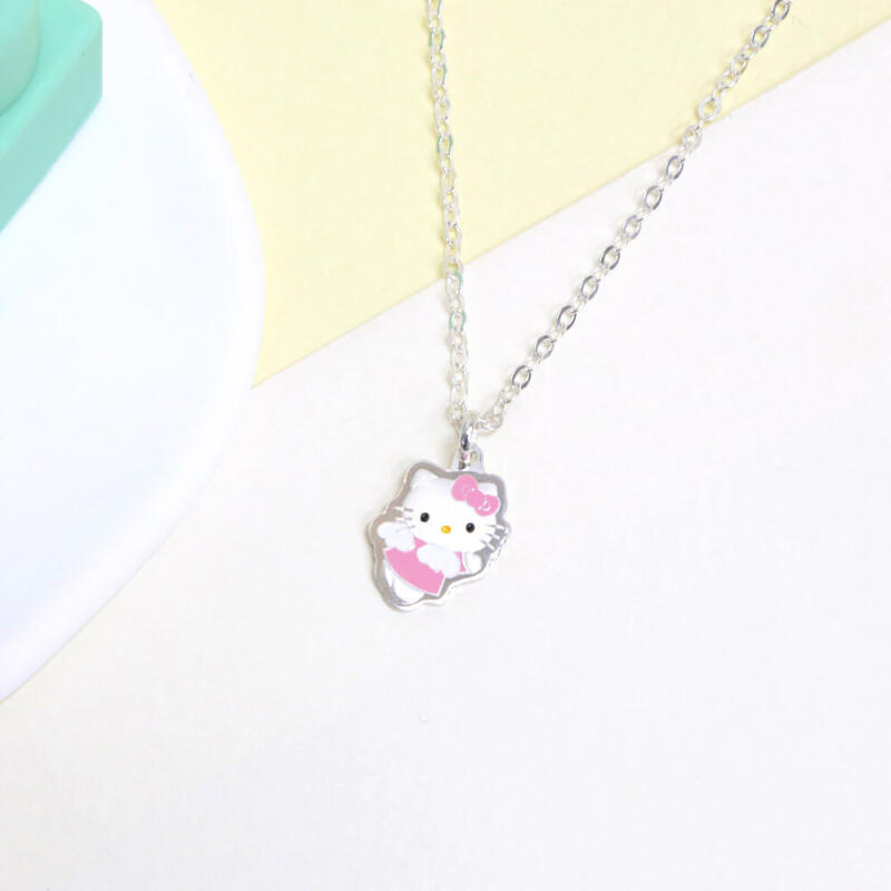 925 Silver Hello Kitty Lovely Angel Children's Lost Anti-Lost Necklace