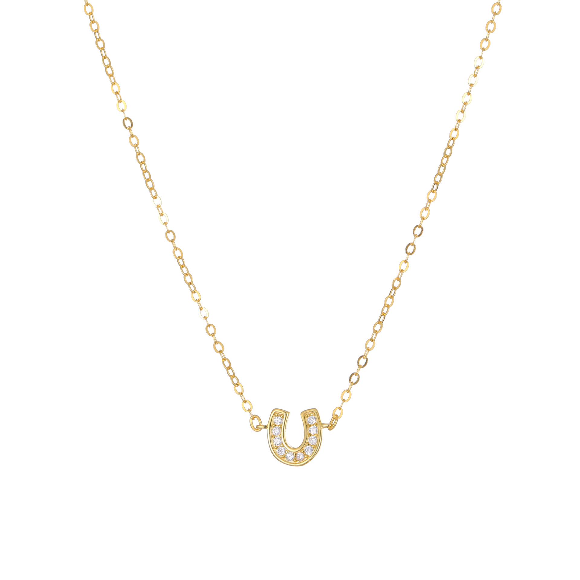 

Позолоченное 18-каратным золотом ожерелье-подкова из стерлингового серебра S925 - Женская мини-изысканная цепочка на ключицу U-образной формы 925 Silver