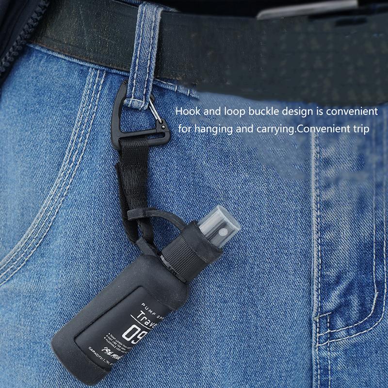50Ml Travel Bottle Leak Proof Refillable Spray Bottle Portable Sprayer With Tactical Hook Strap Alcohol Spray Bottle For Liquid