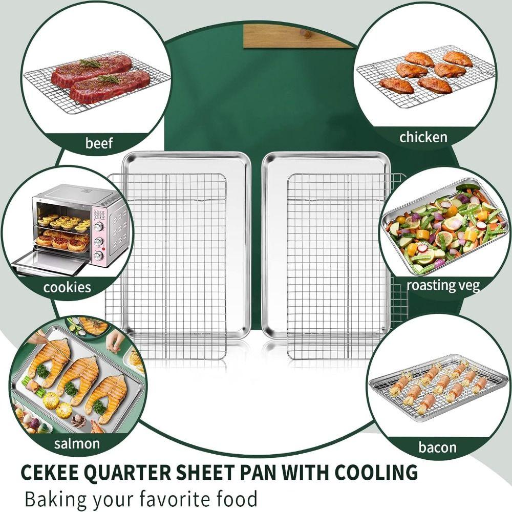 Nonstick Baking Sheet with Cooling Rack Set Stainless Steel Pizza Barbecue Shelf  Kitchen