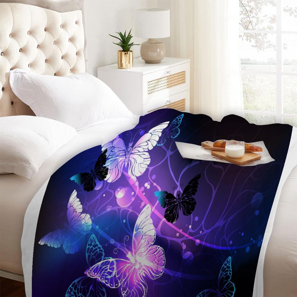 Flannel Blanket 3D Printed Butterflies Blanket For Office Home Camping Nap Leisure Blankets Birthday Gifts For Home Decoration