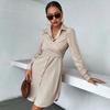 Autumn 2025 Versatile Solid Color Lapel Shirt Dress - Long Sleeve