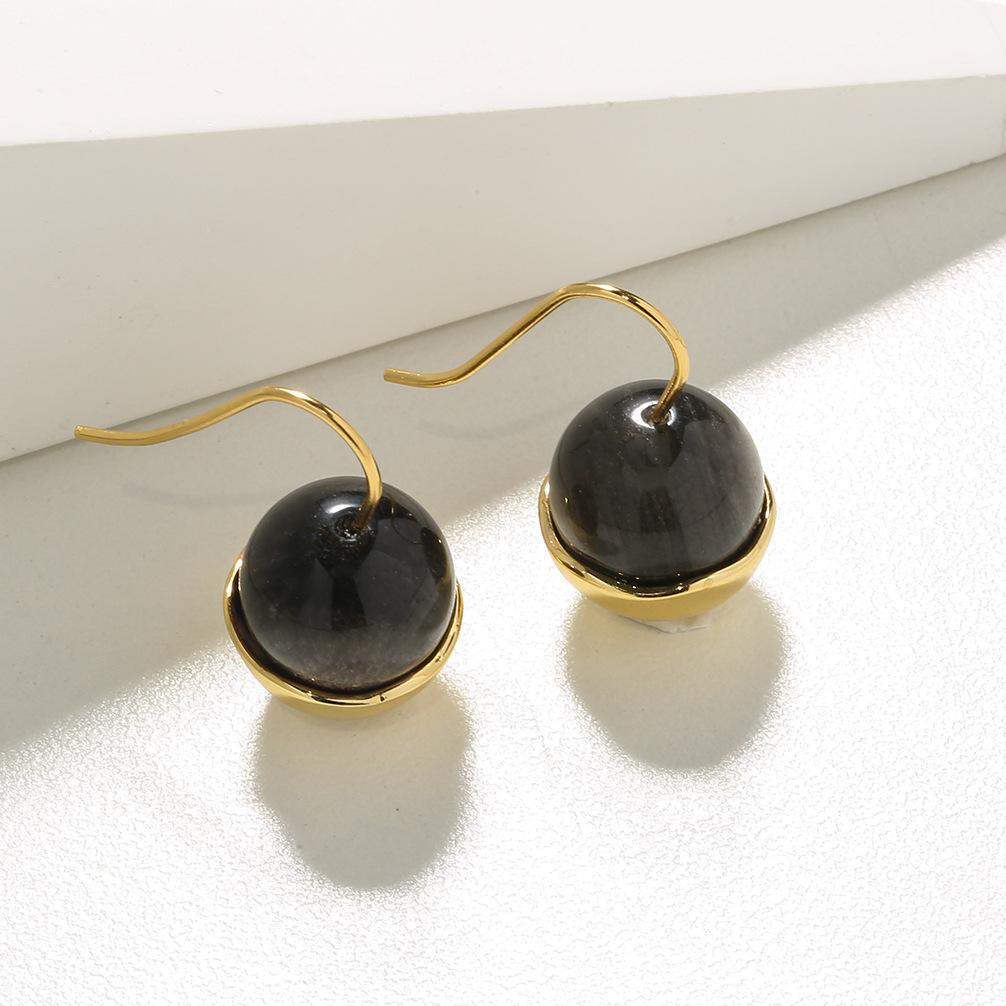 Naturlige jade turkis agat øredobber antikke øredobber kvinners nisje high-end følelse 925 sterlingsølv belagt 18k ørekrok