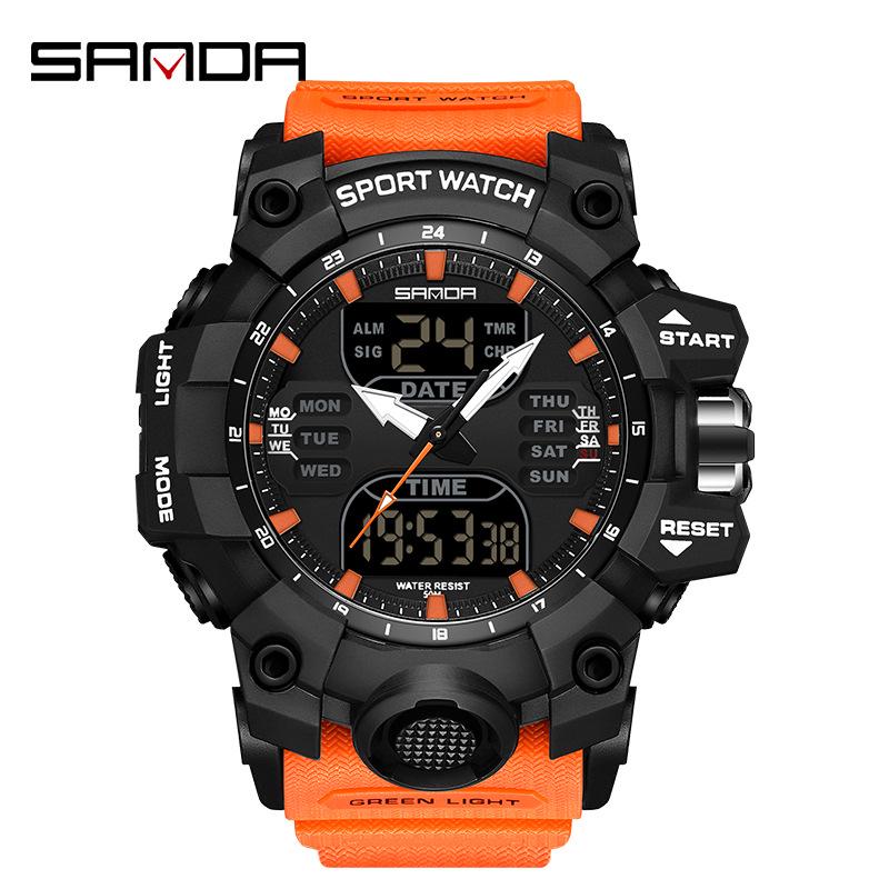 Sanda Youth Fashion Luminous Waterproof Shockproof Alarm Men's Watch
