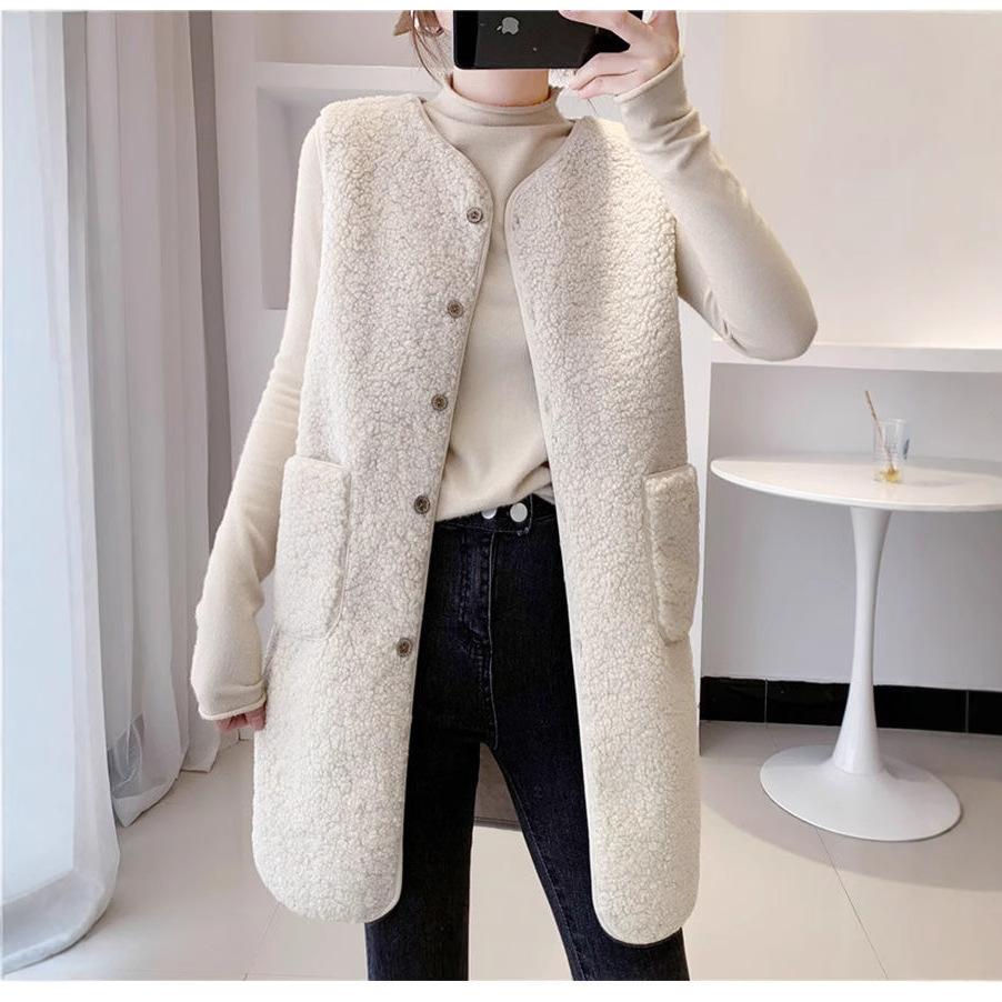 

Зимне-осенняя женская куртка без рукавов, женский жилет, женский жилет, весенний теплый толстый жилет L абрикосовый