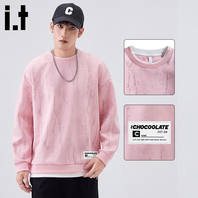 :CHOCOOLATEit Men s Faux Two-Piece Patchwork Tie-Dye Sweatshirt 3XL