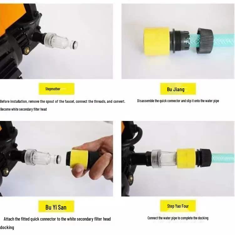 High-Pressure Car Washer with Pure Copper Accessories, Foam Pot, Filter Screen, and Quick Connector.