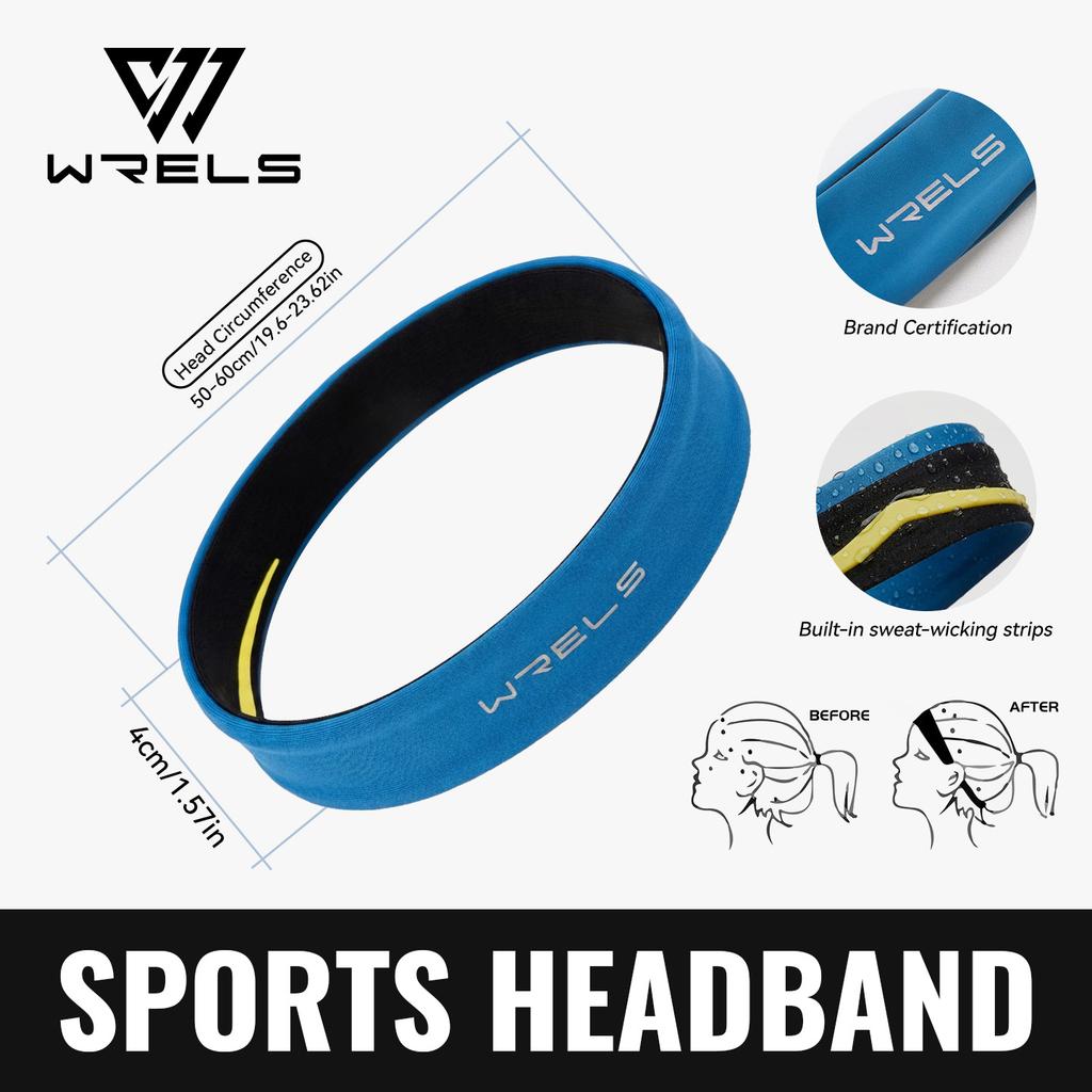 WRELS Sports Headband Anti Slip Running Yoga Fitness Hair Band Sweat Absorbing Moisture-wicking Breathable Elastic Hair Bands