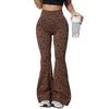 Damen High Waist Leo-Print Yoga Schlaghosen Po-Hebend Fitnesshosen