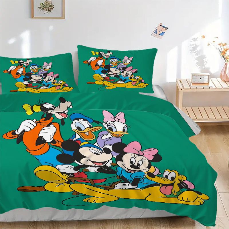 3pcs set Mickey Mouse Pluto1pc of quilt cover+2pcs of pillowcase, no core, print bedding, All Seasons Bedroom Setting024