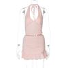 Neck Tied Top, Hip Hugging Skirt Set Halter Lace-up Tops Bodycon Dress Suit