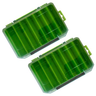 RoaRion Lure Set of Tackle Metal Reversible Fishing Tackle Case Box, Double-Sided, 2, Box, Jig, Case, (Green, Large)