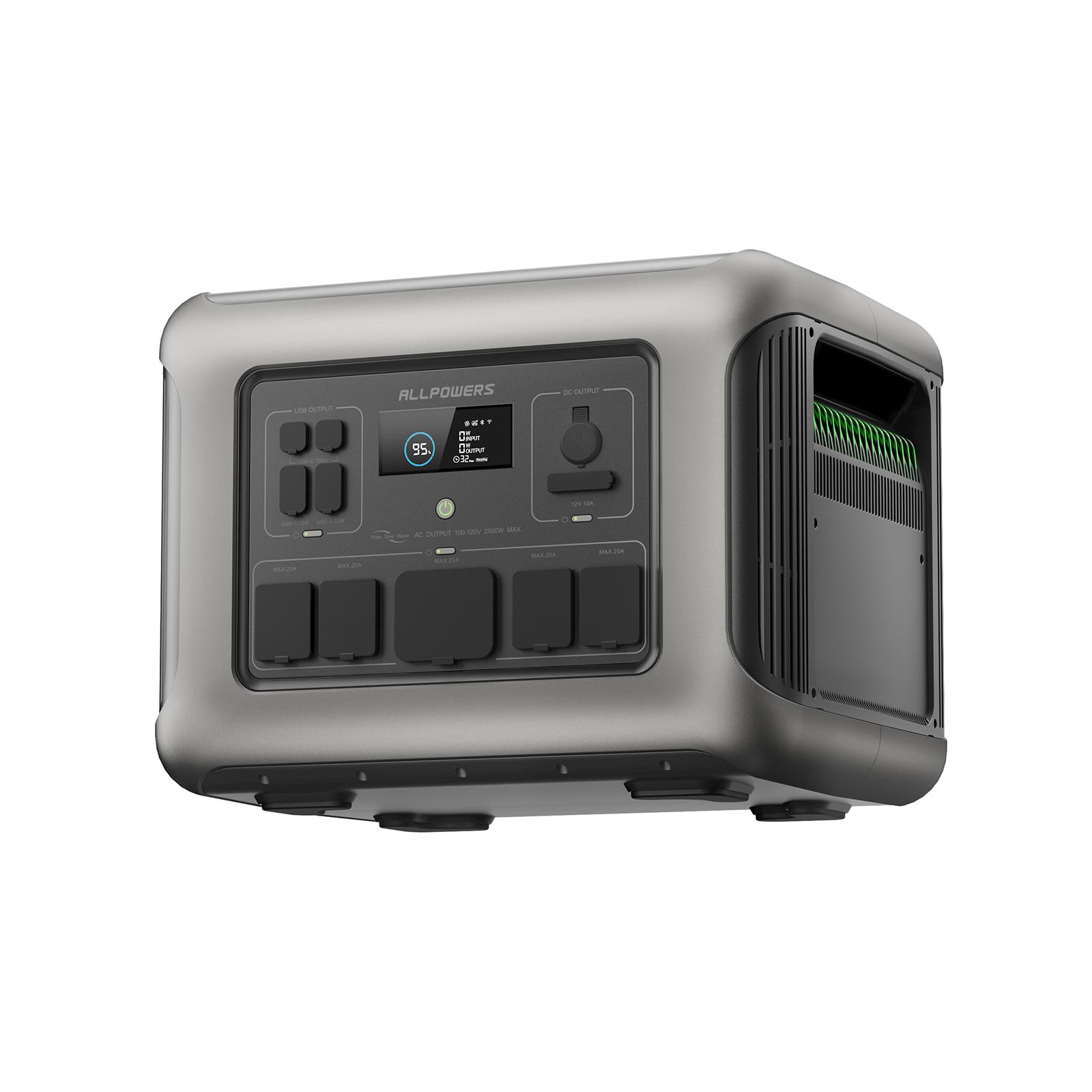 

Портативная электростанция ALLPOWERS R600, аккумулятор 299 Втч LiFePO4 с 2x 600 Вт (Скачок мощности 1200 Вт) Розетки переменного тока для кемпинга на открытом воздухе, автодома, дома EU чёрный