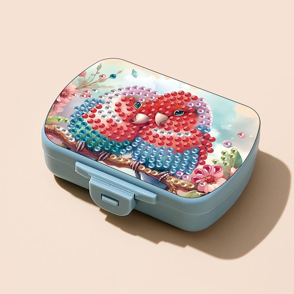 Heart 5D DIY Diamond Painting Dot Pill Case Diamond Painting Pill Dispenser 6 Grid Moisture-proof Pill Organizer for Art Craft