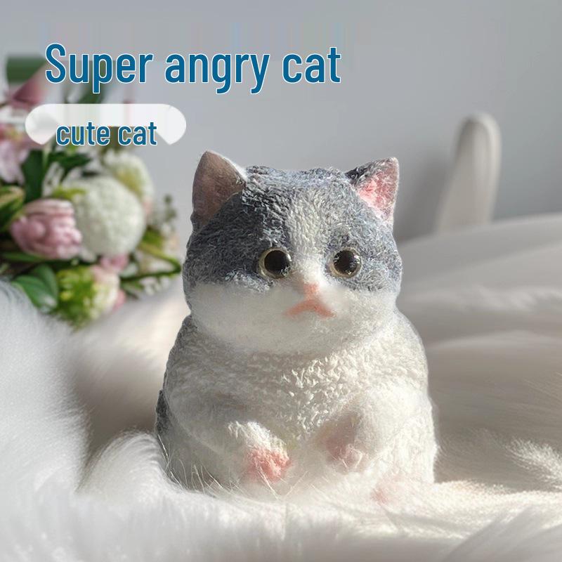 Plüsch-Stoffpuppe Katze Stressspielzeug - Realistische Katzen-Ornament für Büro-Entspannung