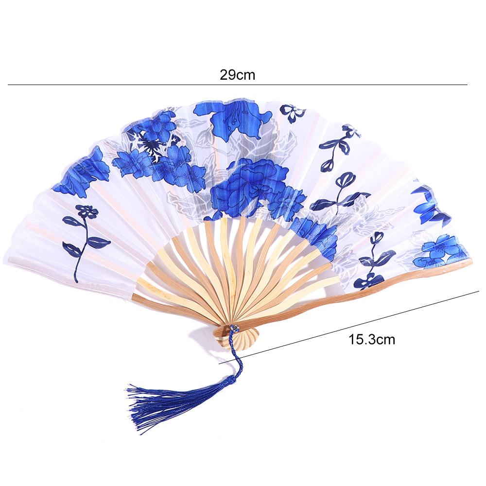 Flower Summer Gift Bamboo Wooden Handmade Dance Hand Fan Fan Crafts Folding Fan Home Decoration