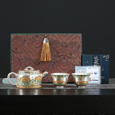 Dunhuang, A Pot Of Two Cups Of Sterling Silver Tea Set, A Small Set Of Gift Boxes, And A High-End Tea Set For Elders And Leaders.