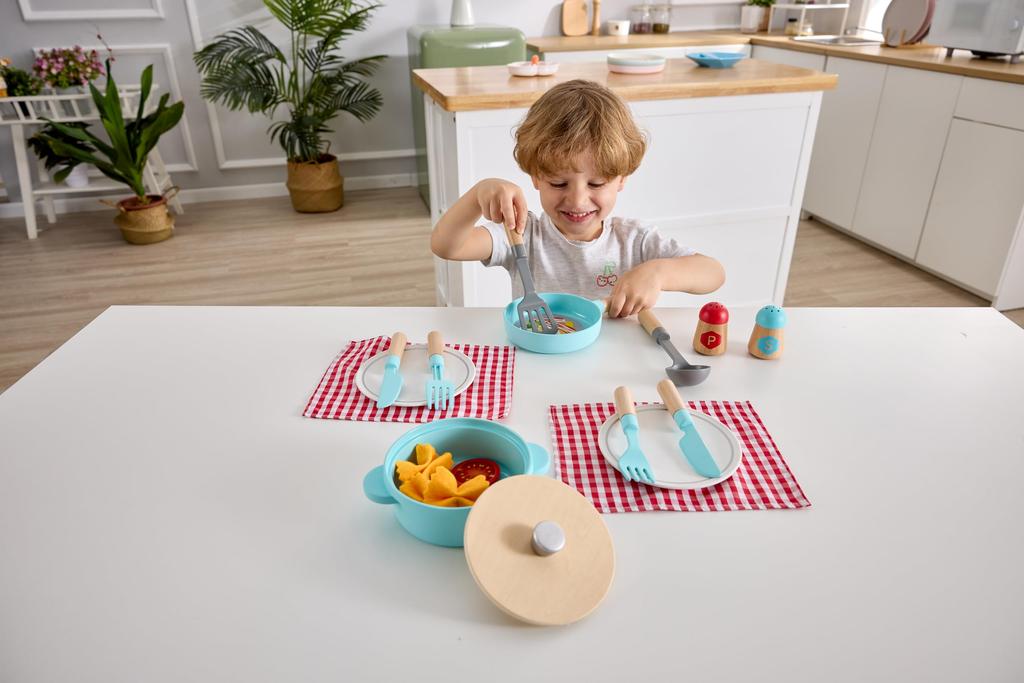Hape Wooden Play Kitchen Cooking Set for Ages 3 and Up (E3208)