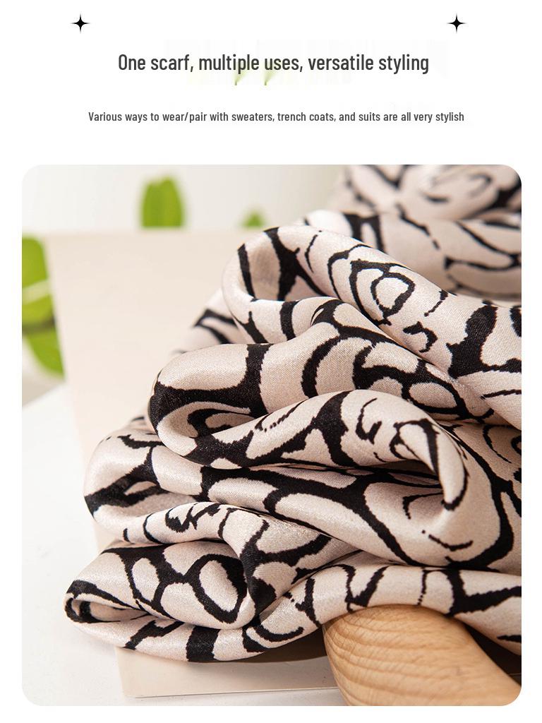 Camellia Print Mulberry Silk Square Scarf - Elegant Luxury Women's Accessory