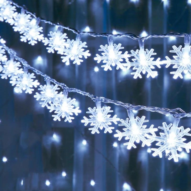 Snowflake Christmas LED Lights String Garland  Christmas Decoration Navidad  Year Decorative Holiday Fairy Light