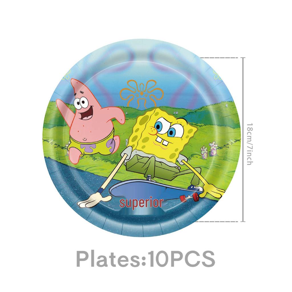 SpongeBob Birthday Party Disposable Tableware Set: Plates, Cups, Napkins, Cartoon Decorations for Girls