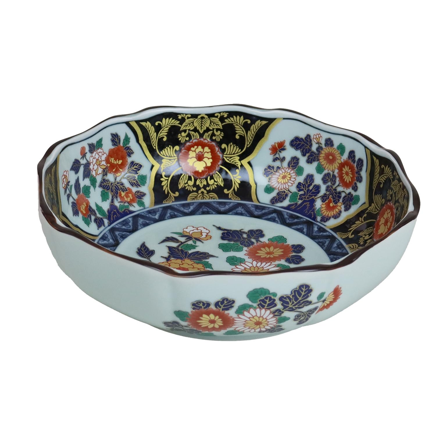 

Yuuki Roman, Old Imari Style, 7-inch Serving Bowl with Dyed Brocade and Gold Pattern, Gorgeous and Splendid [Arita Ware, Made in Japan]