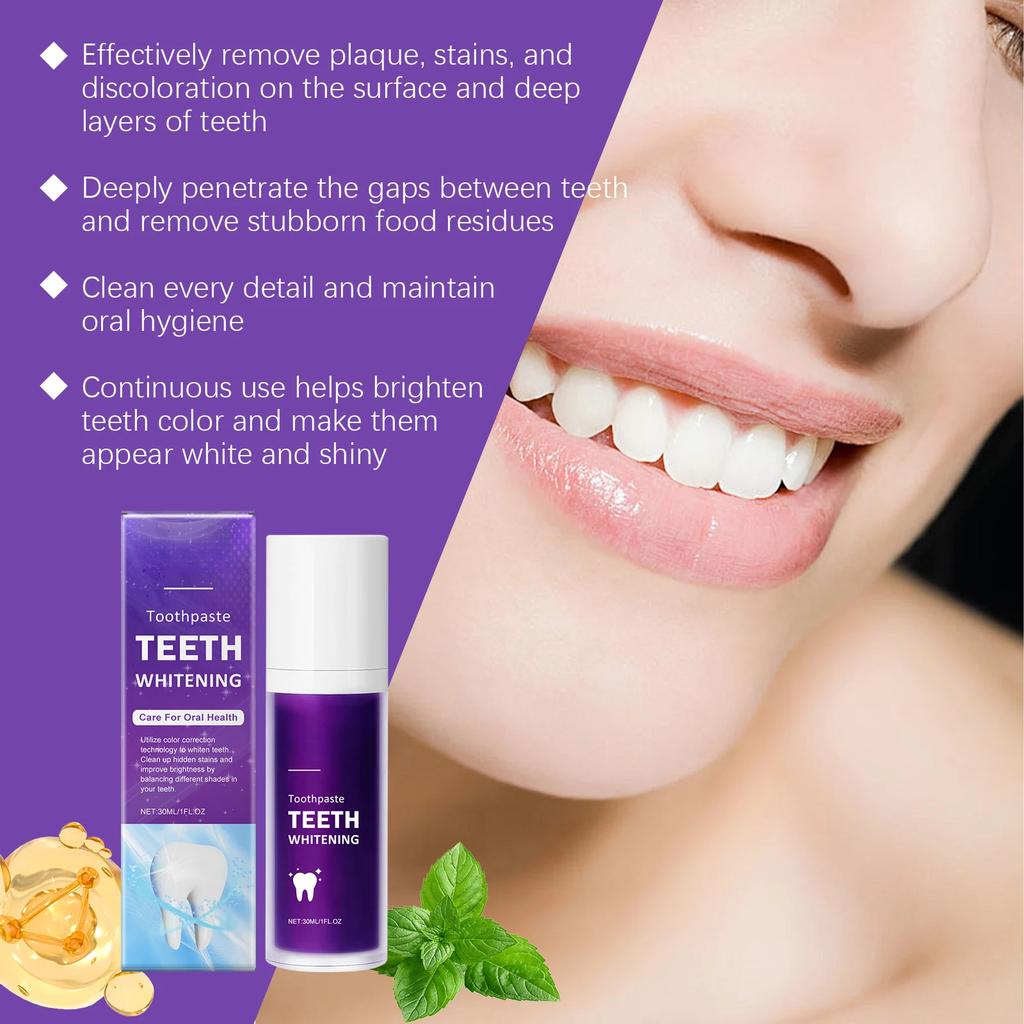 Purple Corrector Teeth Whitening Toothpaste Removal Tooth Stains Cleaning Oral Hygiene Bleaching Dental Fresh Breath Tooth Care