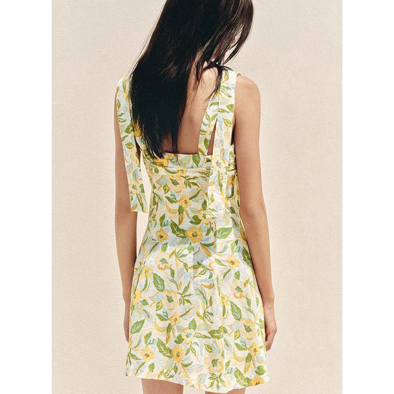 Summer New Product Women's Clothes Pleated Decoration Print Sleeveless round Neck Girly Style Short Dress 8351037