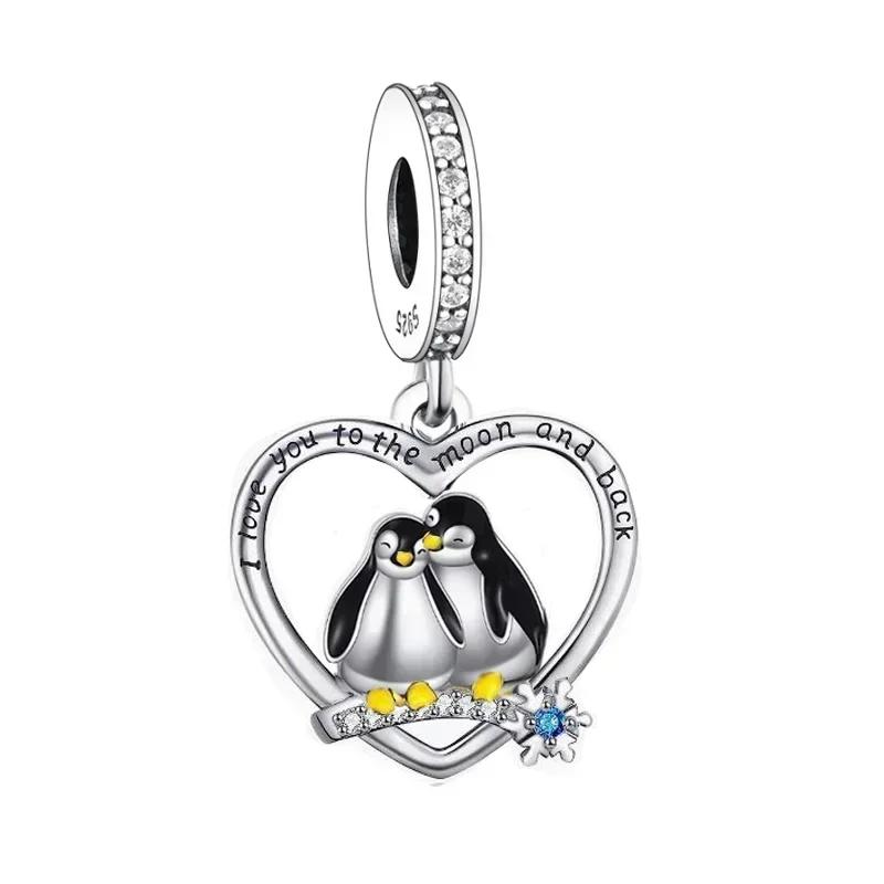 

Fc Jewelry Fit Pan Charm Bracelet 925 Silver Mother Child Penguin I Love You To The Moon Back Bead For Making Berloque