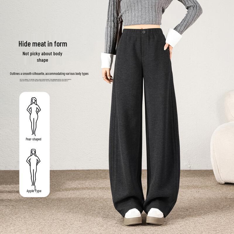 HSTYLE Women's Wool Blend Micro-Shaping Wide-Leg Casual Pants