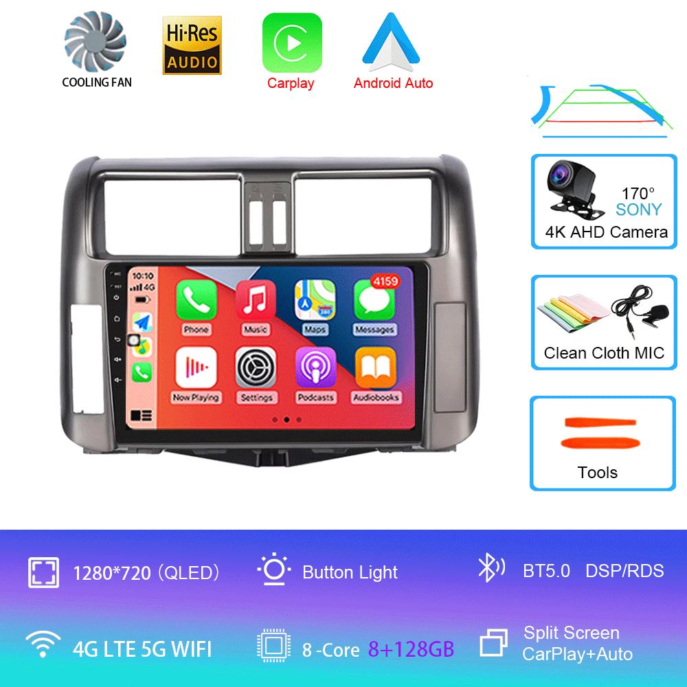 For Toyota Prado 2010-2013 Android 14 2din Car Radio Carplay Auto Stereo Radio GPS Navigation 4G WIFI DSP
