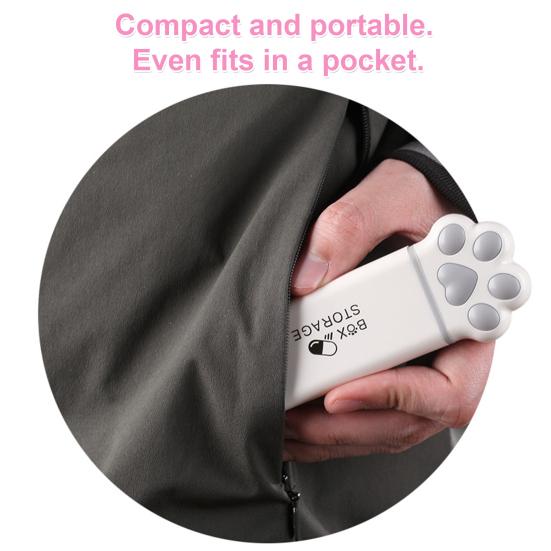 Portable Pill Box, Cute Cat Paw Design, with Sealed Buckle Lid, Moisture-Proof 3 Compartment Pill Organizer, Portable Medicine Holder for Adults And