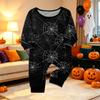 Family Matching Halloween Printed Pajama Set Long Sleeve Top and Pants for Parent and Child